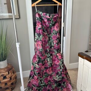 Floral Strapless Gown